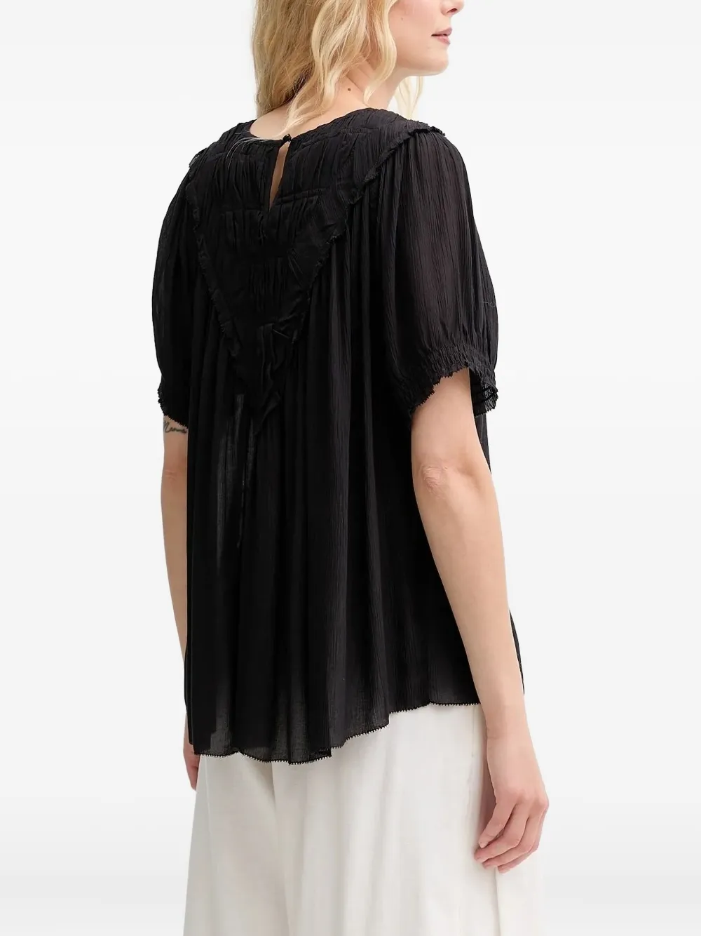 MUNTHE Perilla top met ruches - Zwart