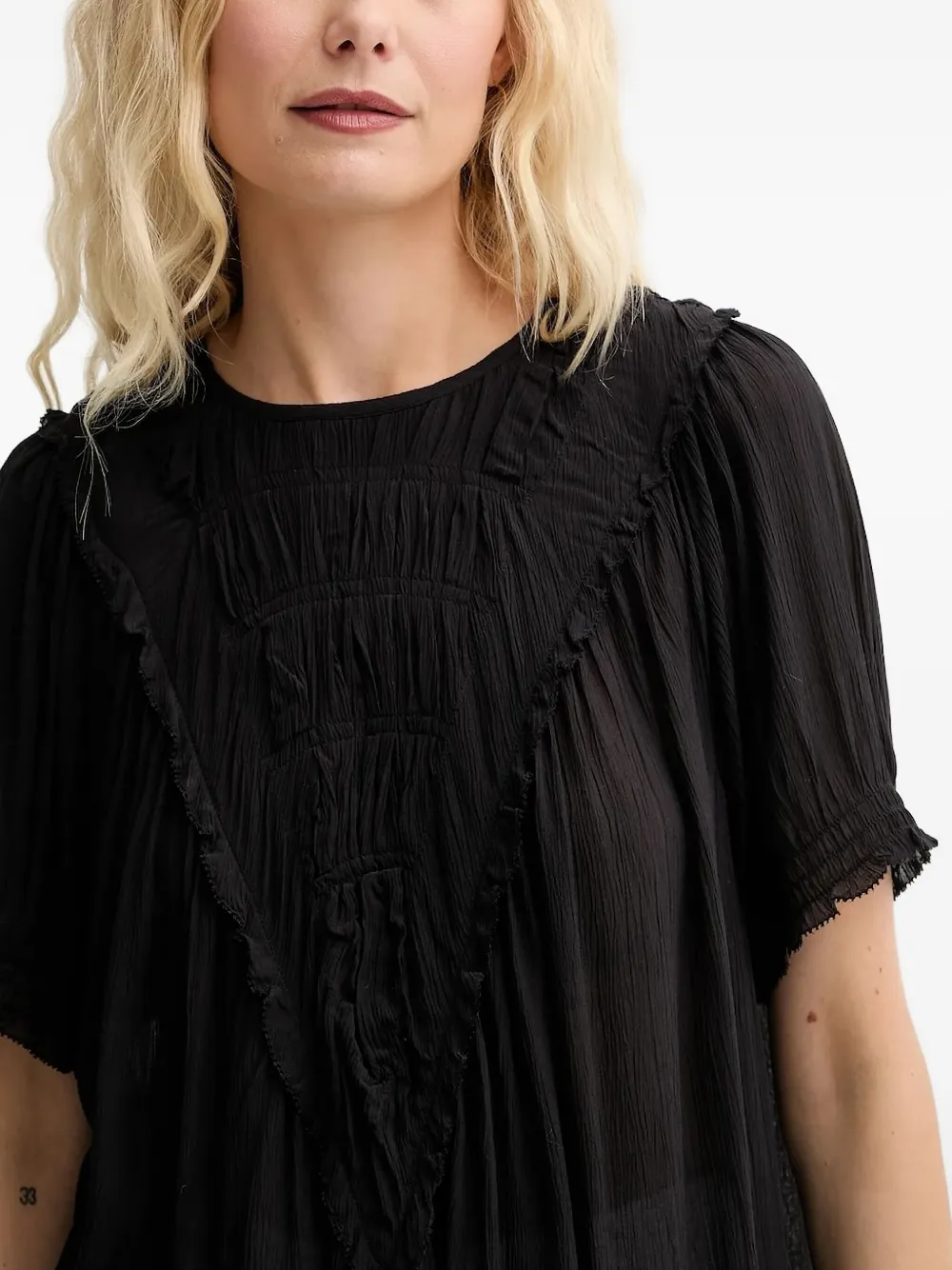 MUNTHE Perilla top met ruches Zwart