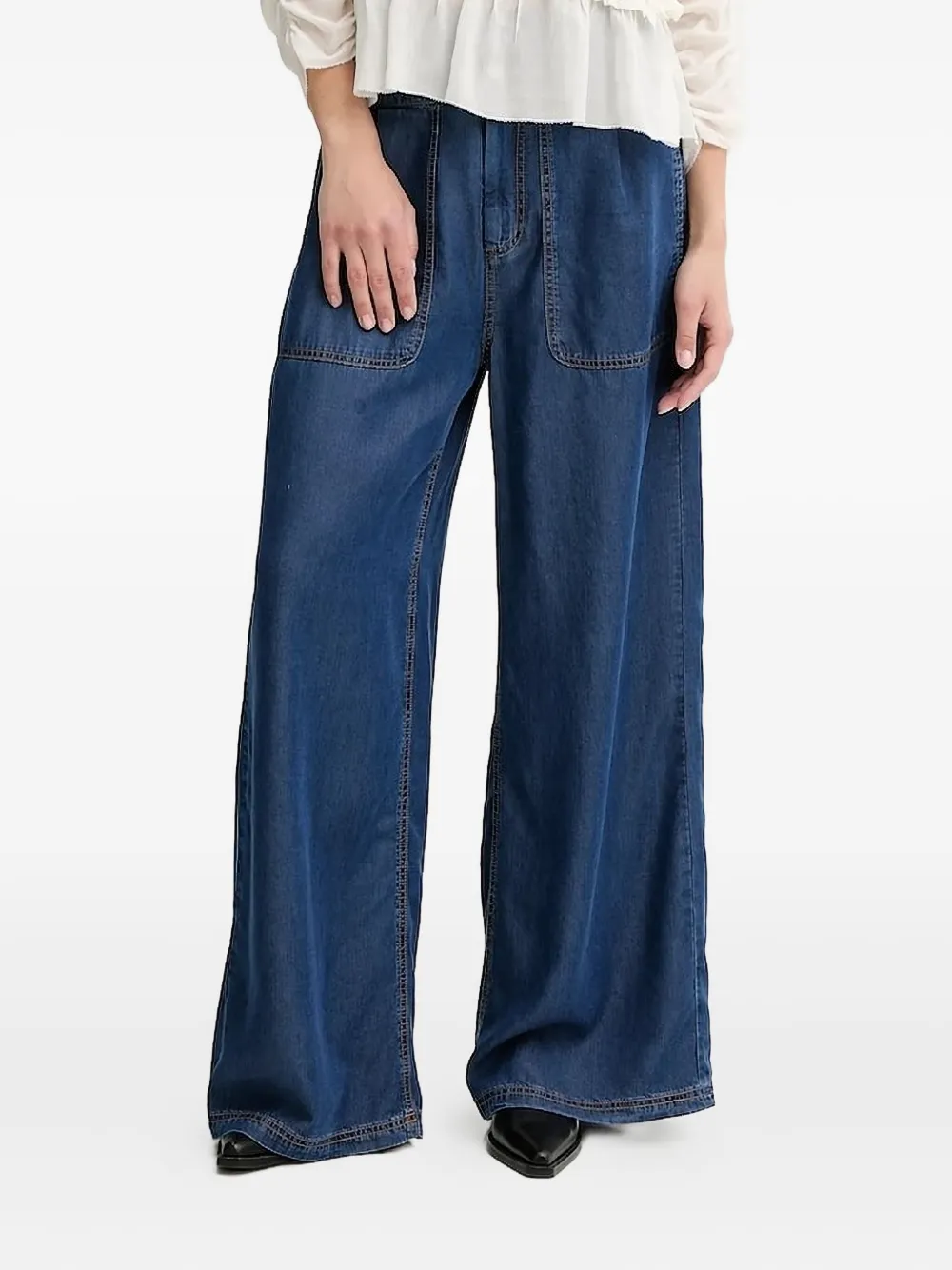 MUNTHE pleated wide-leg jeans | Blue | Image 1