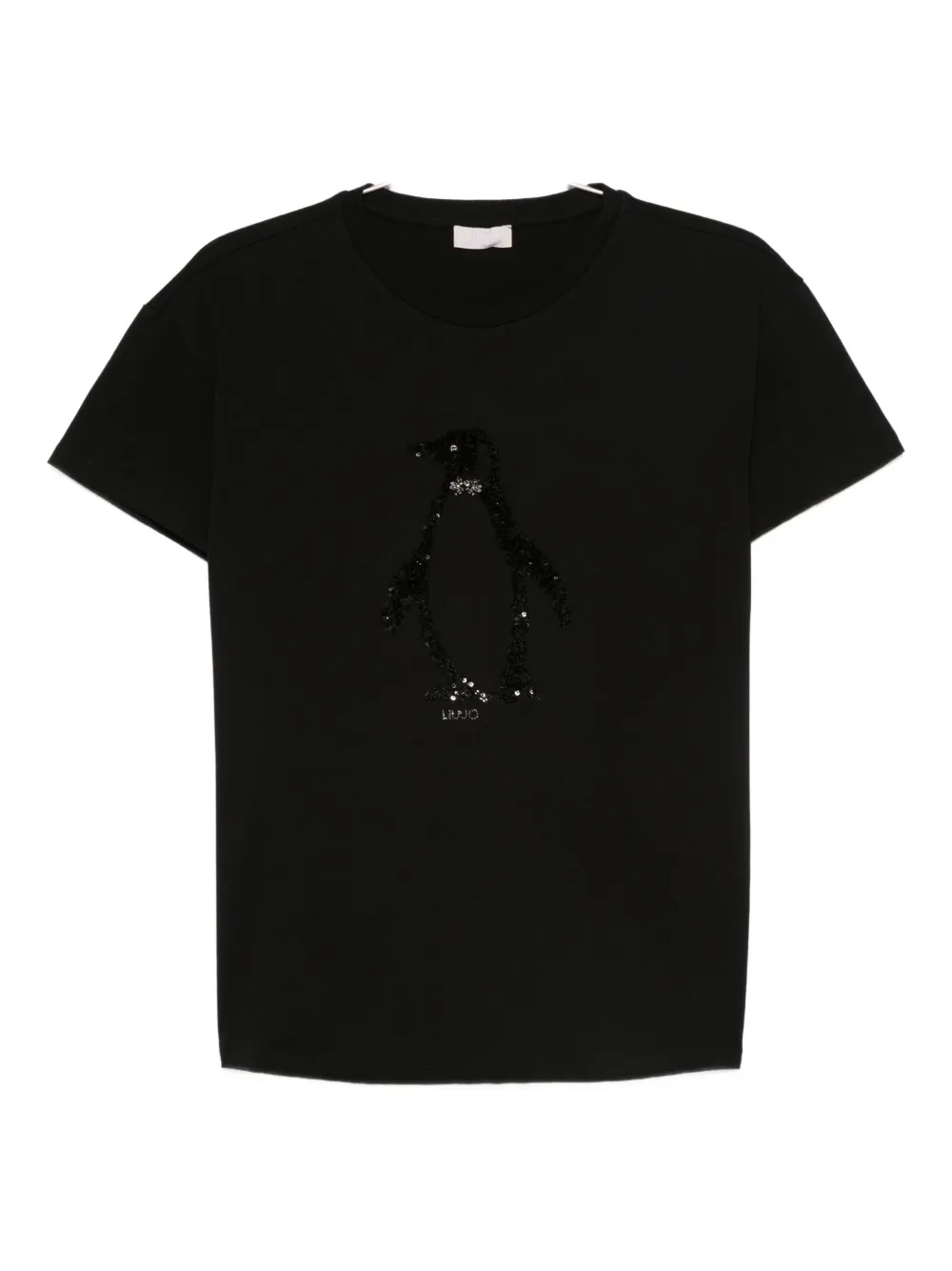 Liu •jo Sequin Penguin T-shirt In Black