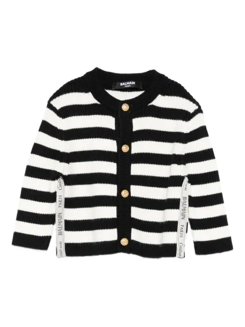 Balmain Kids Cardigan com detalhe de listras