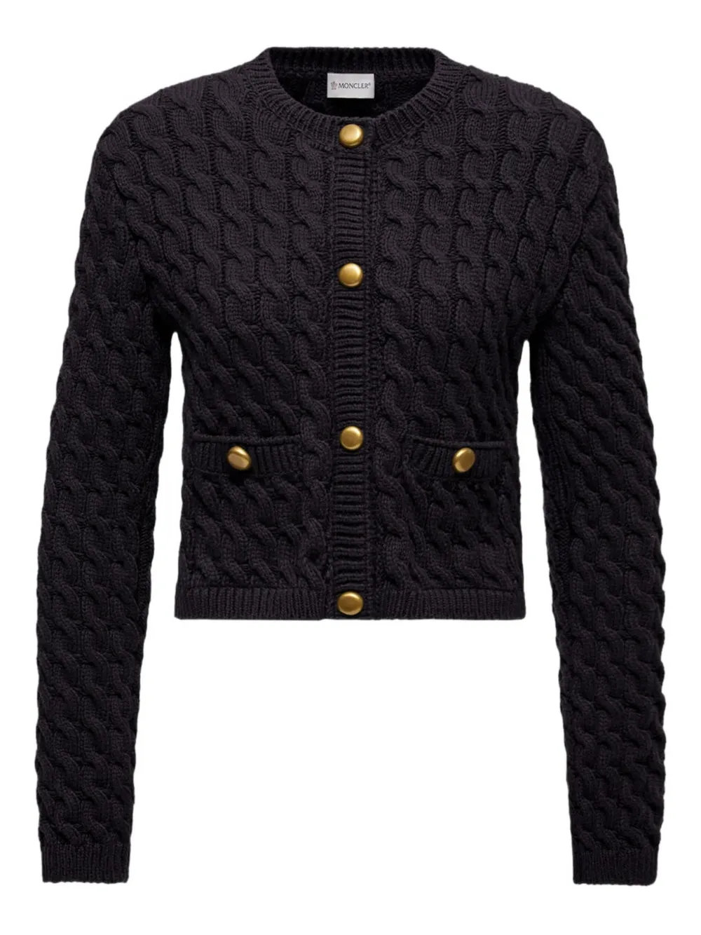 Moncler Cable-knit Button-up Cardigan In Blue
