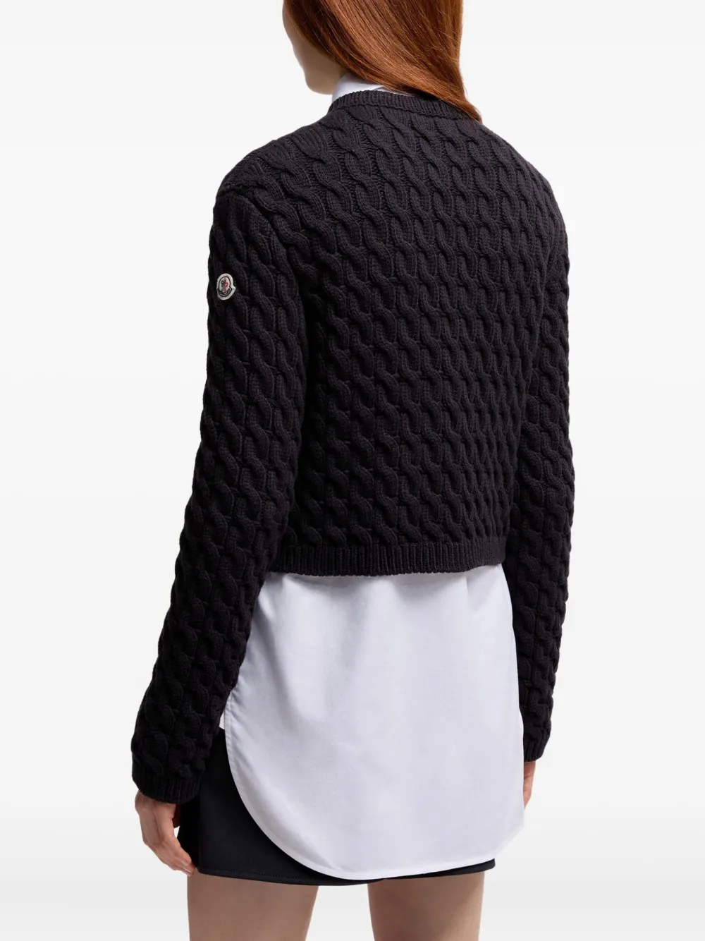 Moncler Cable-knit Button-up Cardigan In Blue