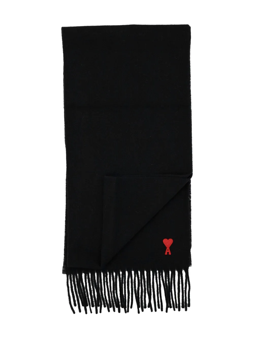 Ami Alexandre Mattiussi Ami De Coeur Fringed Scarf In Black