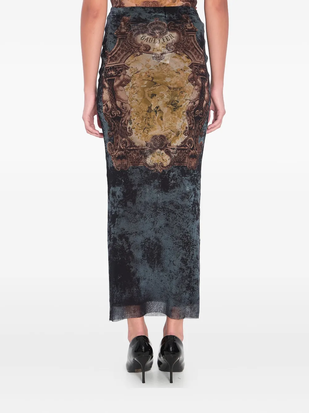 Jean Paul Gaultier Rok met elastische taille en Médaillon-print Blauw