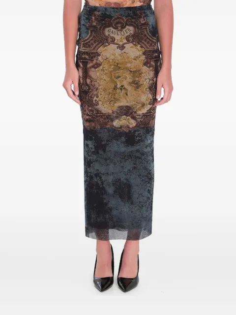 Jean Paul Gaultier Médaillon-print elastic-waist skirt