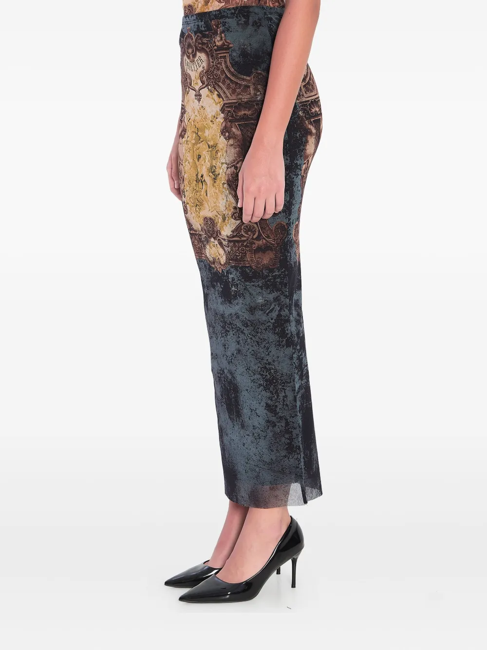 Jean Paul Gaultier Rok met elastische taille en Médaillon-print Blauw