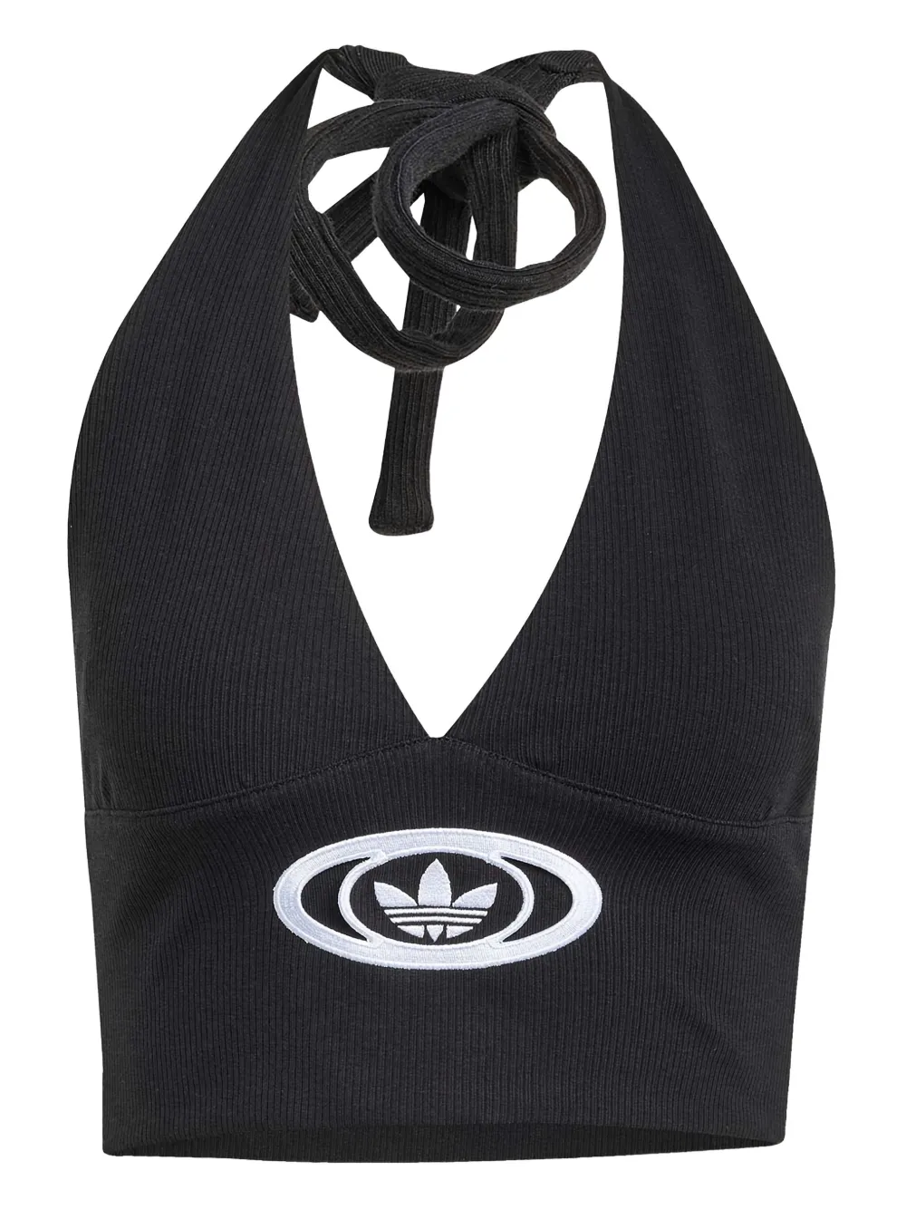 adidas Campus 2000 halterneck ribbed top Zwart