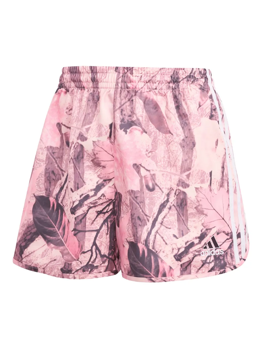 leaf camo-print satin shorts