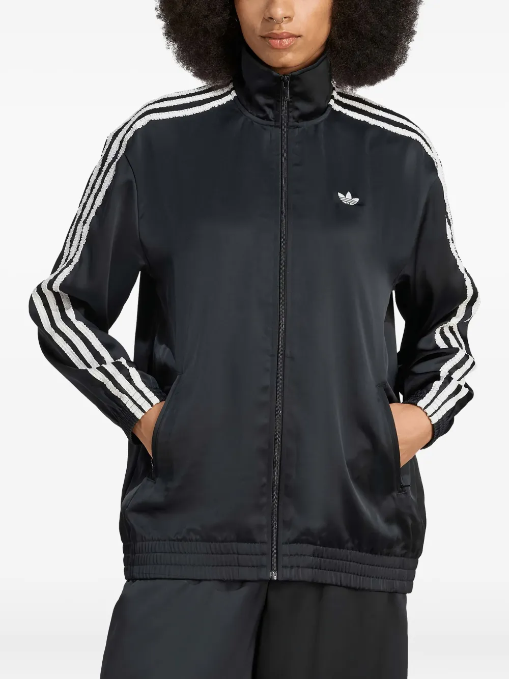 adidas Firebird satin stripe jacket Zwart