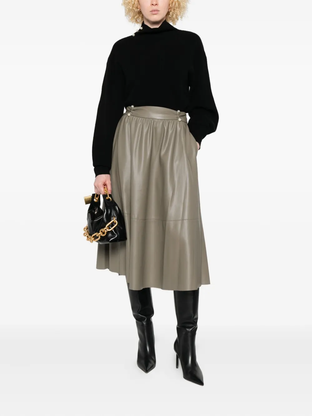 LIU JO button-detailed skirt - Grijs