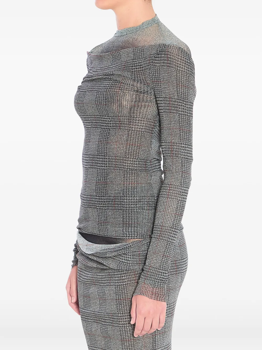 Jean Paul Gaultier Geruite mesh top Grijs