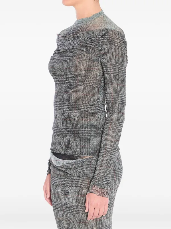 Jean Paul Gaultier メッシュ トップス Jean Paul Gaultier チェック メッシュトップ | グレー | FARFETCH JP