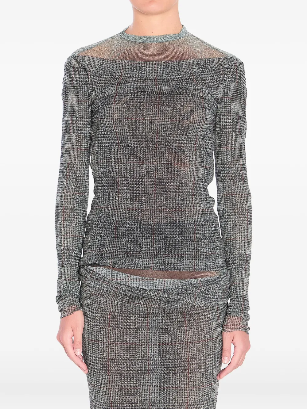 Jean Paul Gaultier checked mesh top Grijs
