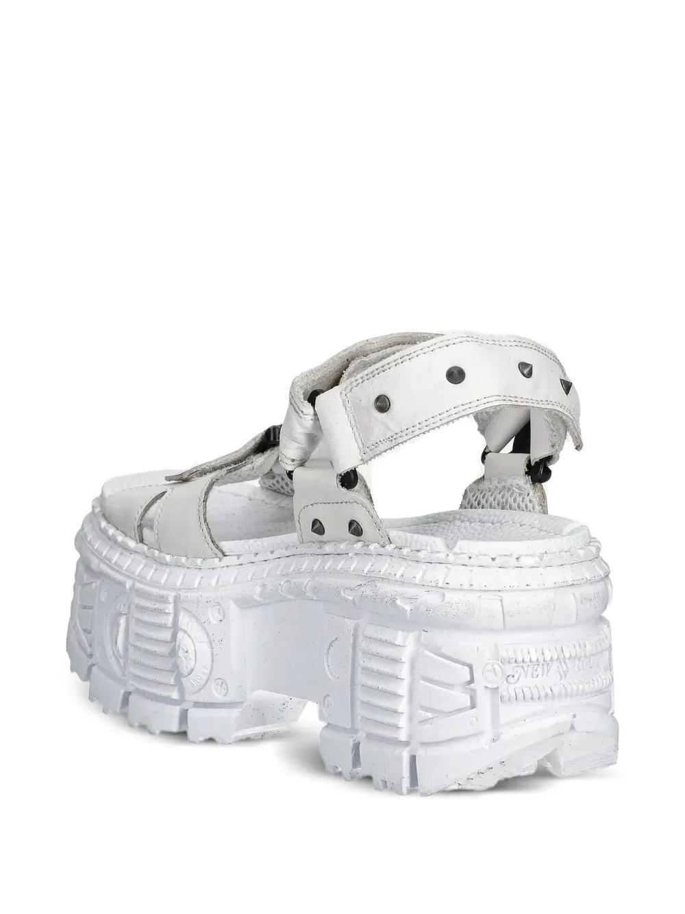 NEW ROCK 100mm studded platform sandals White