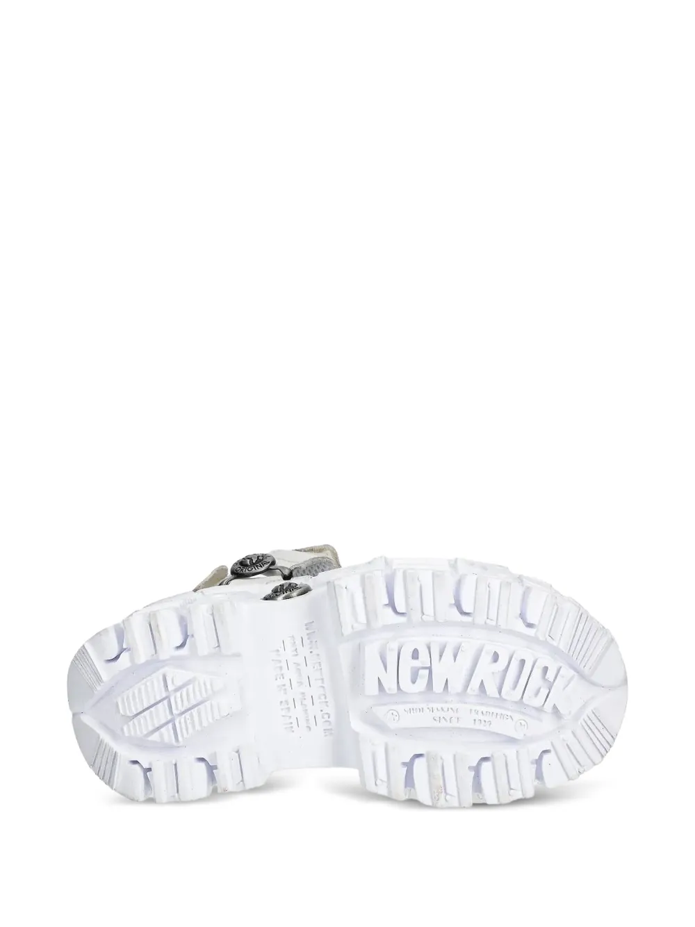 NEW ROCK 100mm studded platform sandals White