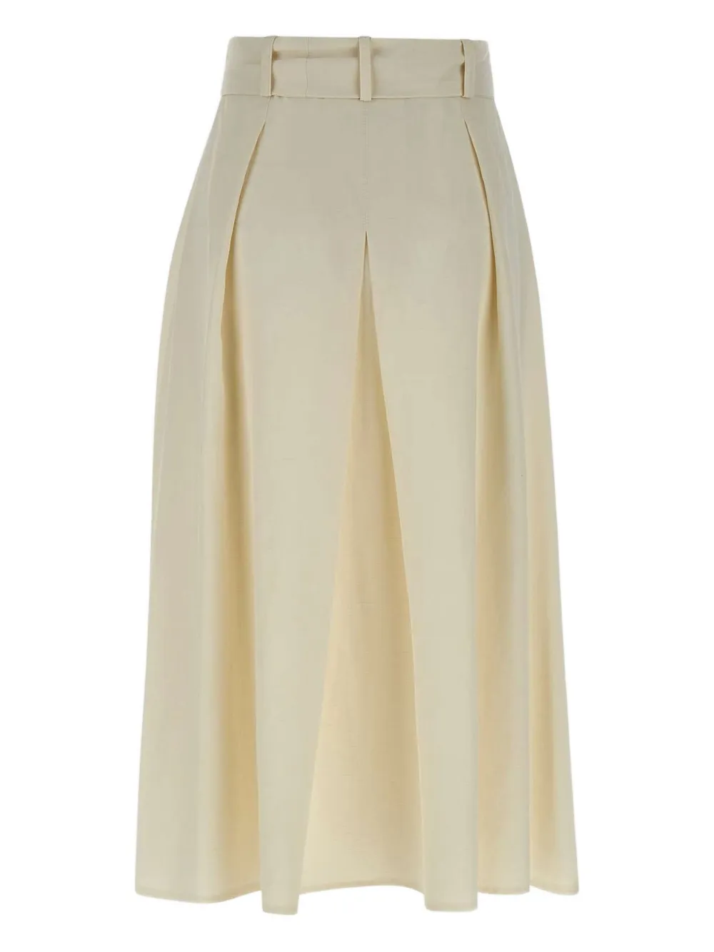 belted A-line midi skirt