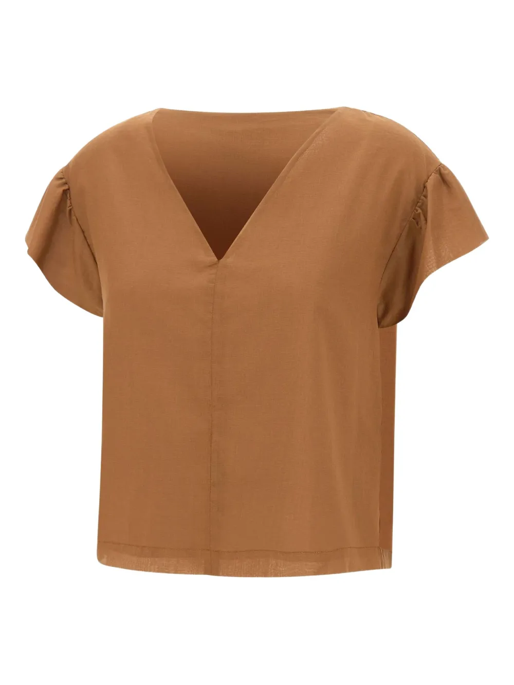 V-neck ruffled blouse