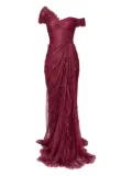 Iris Serban Eleria draped lace gown - Red