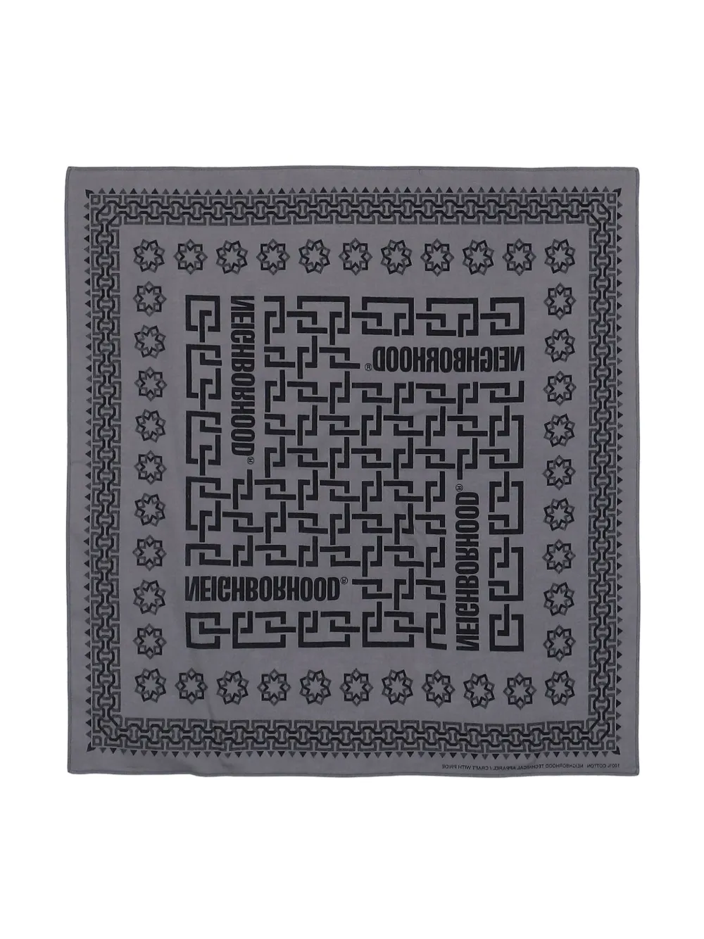 Neighborhood geometric-pattern cotton bandana | Grey | Image 1