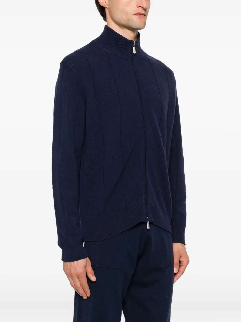 Eleventy Geribbeld vest met rits Blauw