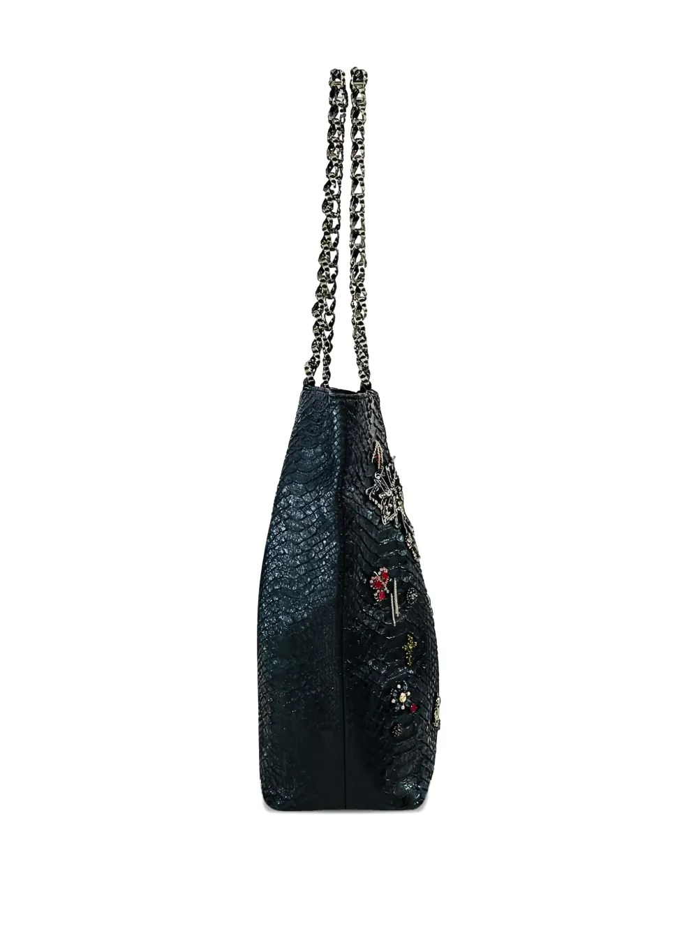 Pre-owned Chanel Paris London Python-leather Tote Bag In Black