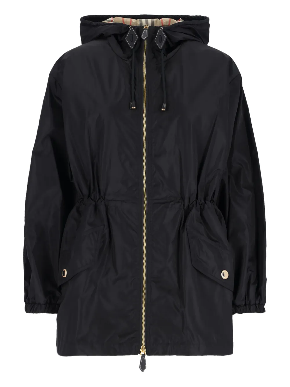 Burberry Jas met capuchon en trekkoord Zwart