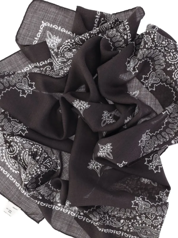 未使用】destin デスティン　シルク ペイズリー柄 スカーフ 90x90 黒 destin/デスティン】バンダナ（バンダナ/スカーフ）｜destin