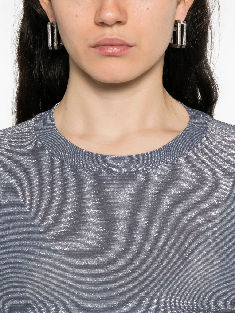 Niu T-shirt met ronde hals en glitter Blauw