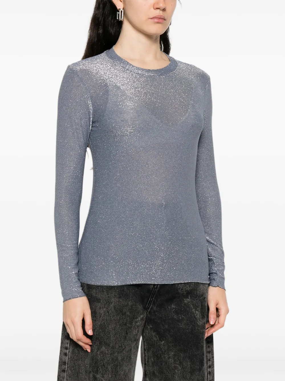 Niu T-shirt met ronde hals en glitter Blauw