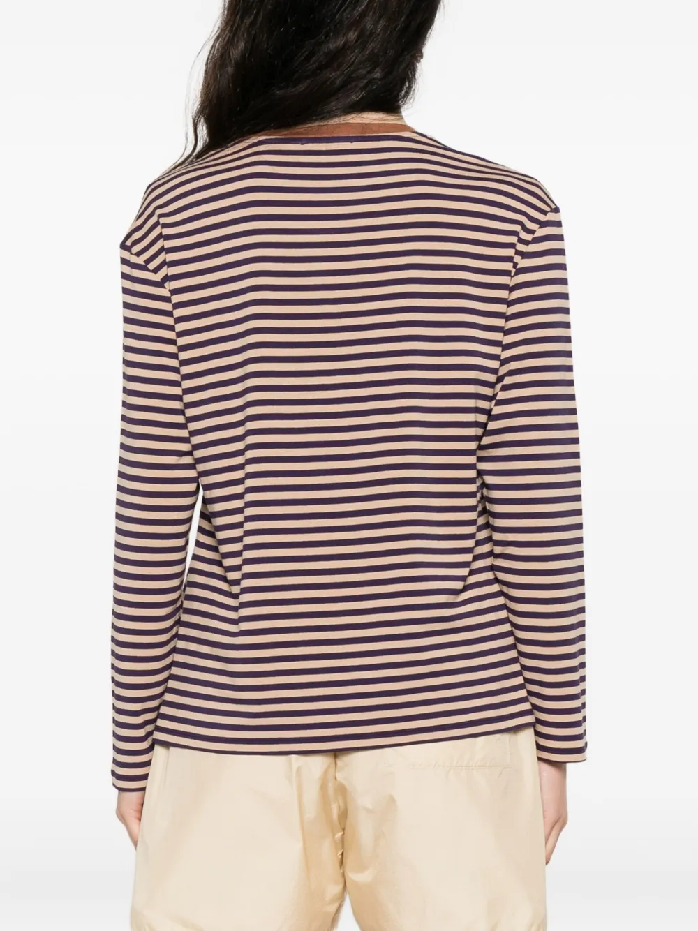 Niu Gestreept T-shirt met lange mouwen Beige