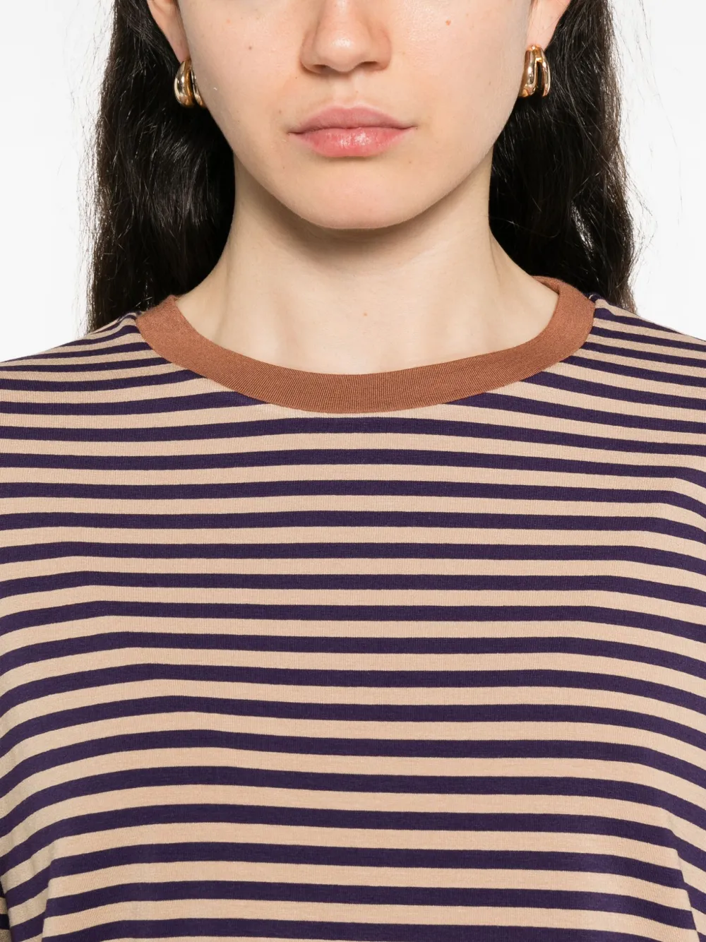 Niu Gestreept T-shirt met lange mouwen Beige