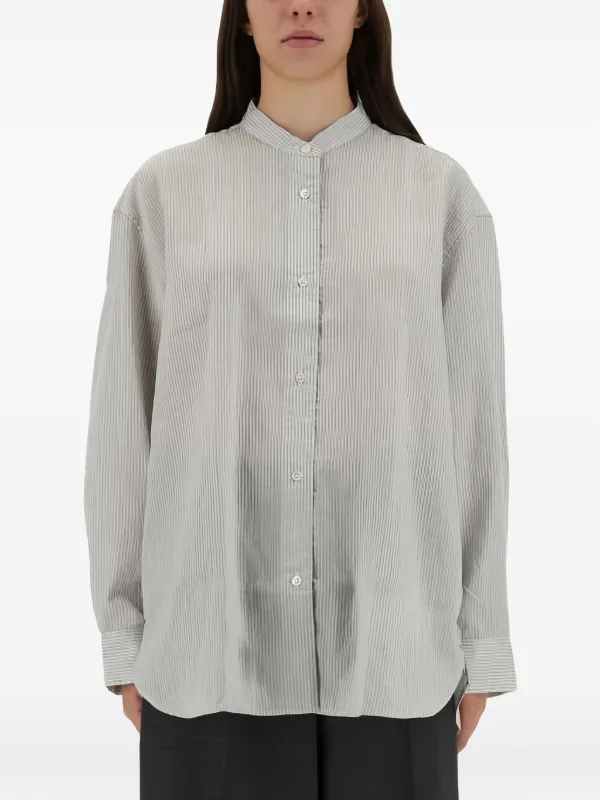 Studio Nicholson Stripe Collarless Top in Grey