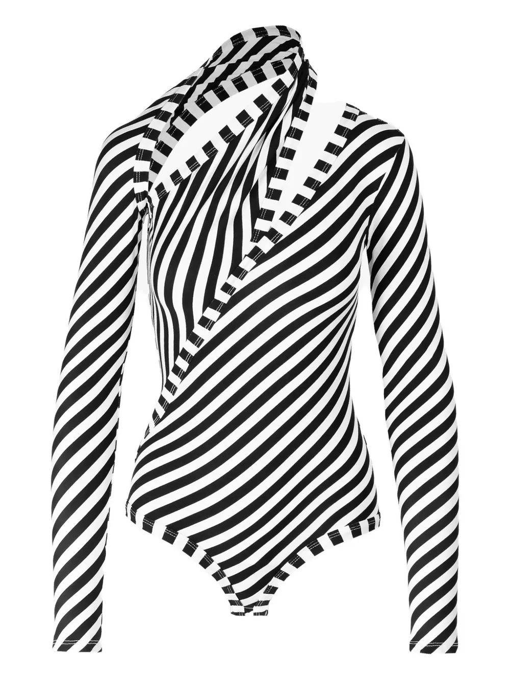 diagonal-stripe cut-out bodysuit