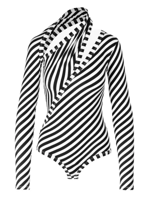 Ioana Ciolacu diagonal-stripe cut-out bodysuit