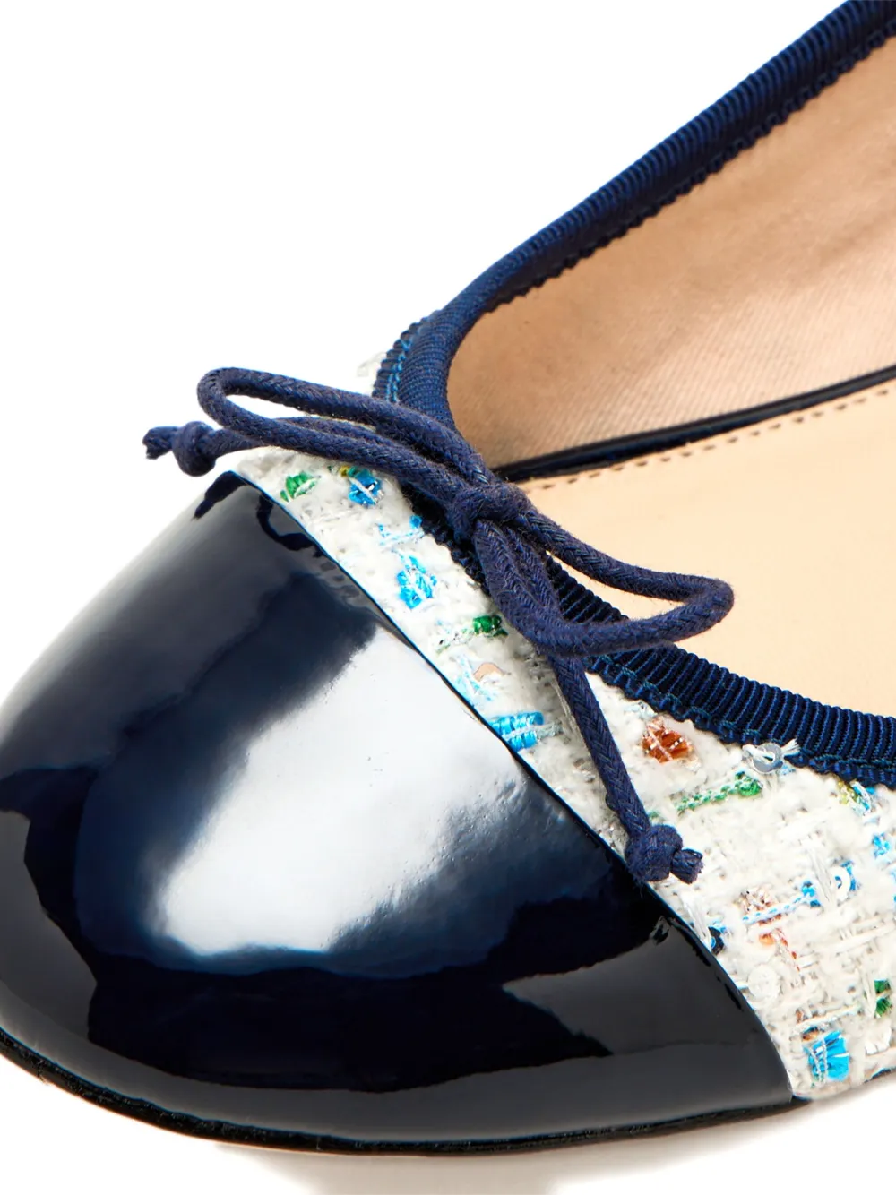 HOUSE OF BALLERINAS Sophie tweed cap-toe ballet flats Blue