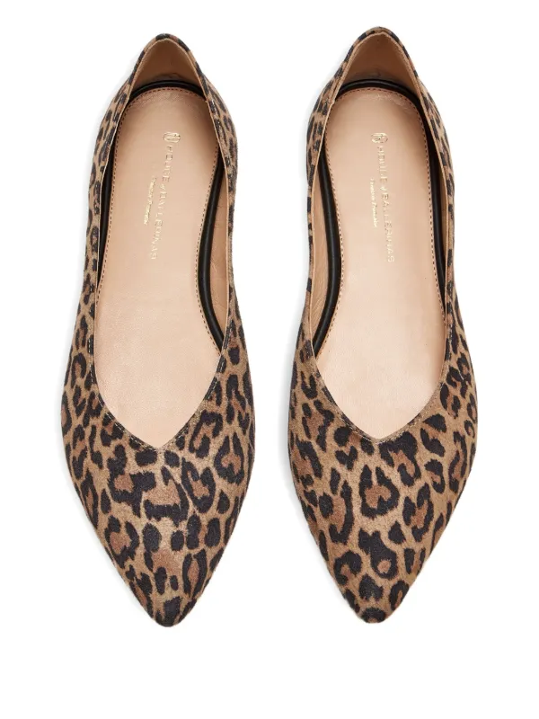 HOUSE OF BALLERINAS leopard-print pointed-toe Flats Brown