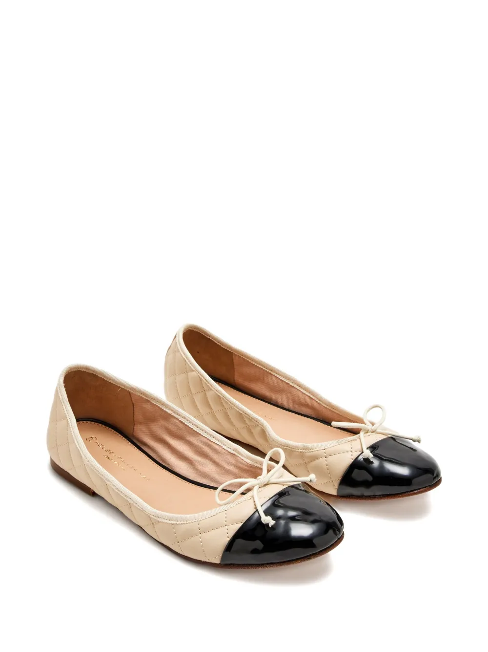HOUSE OF BALLERINAS quilted contrasting toecap ballet flats - Beige
