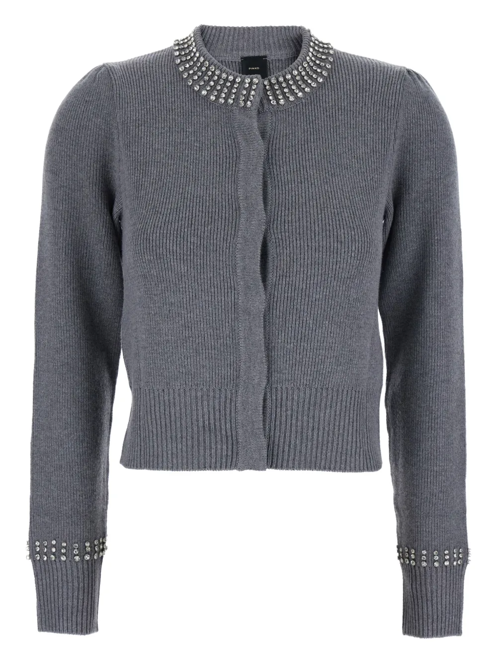 Pinko Rhinestone-embellished Cardigan In Gray