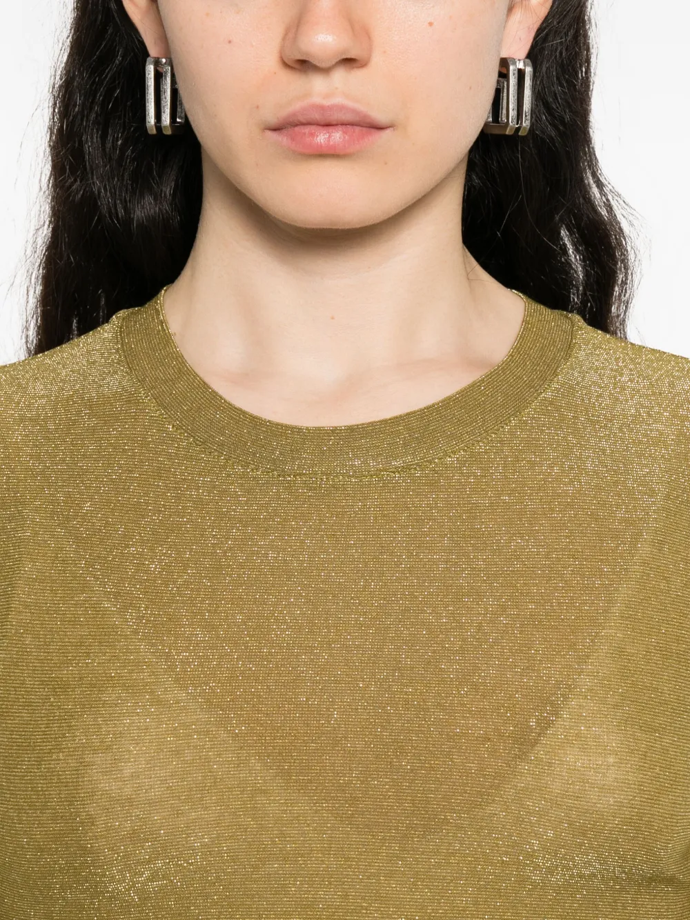 Niu T-shirt met ronde hals en glitter Groen