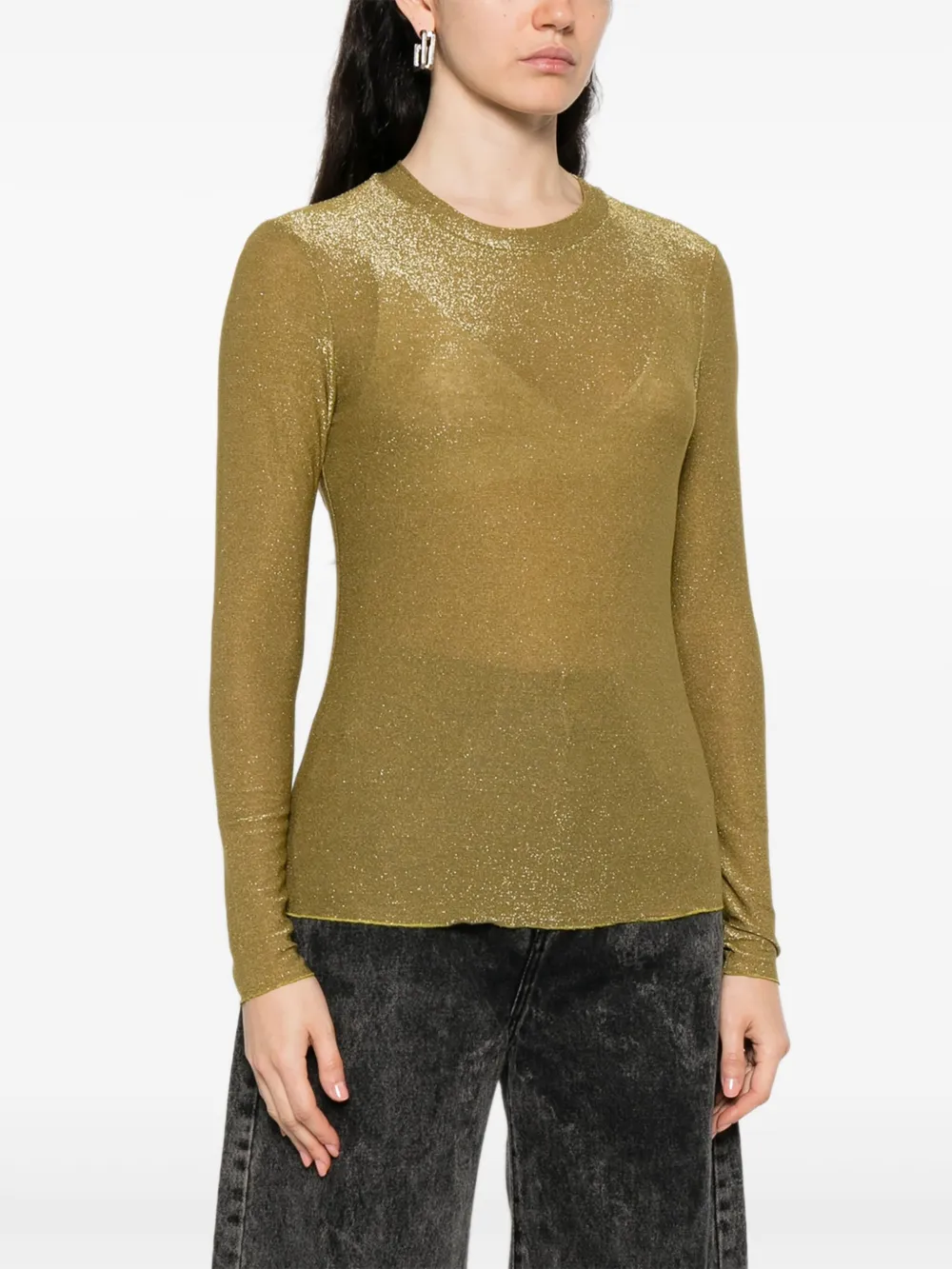Niu T-shirt met ronde hals en glitter Groen