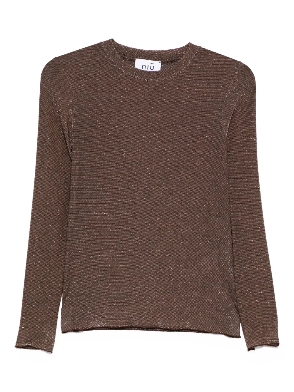 Niu crew-neck glitter T-shirt | Brown | Image 1