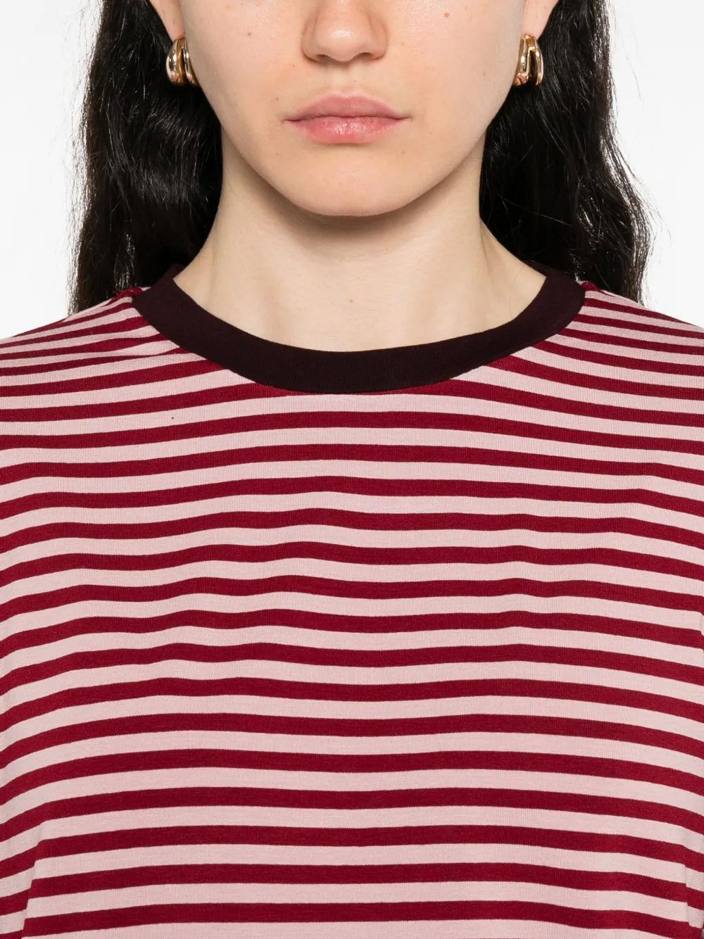 Niū Striped Long-sleeve T-shirt In Pink