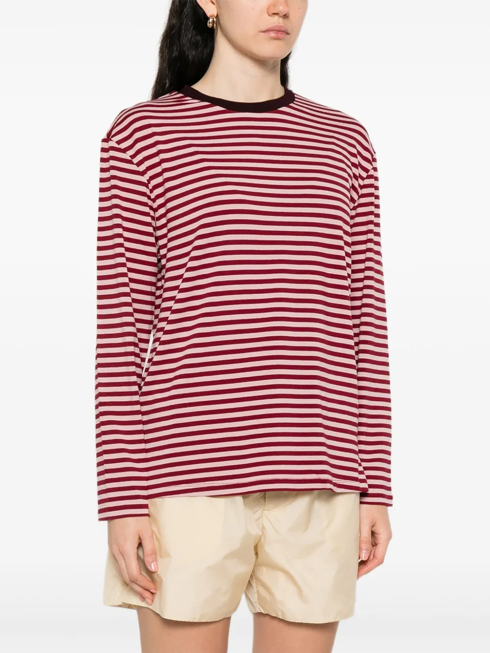 Niū Striped Long-sleeve T-shirt In Pink