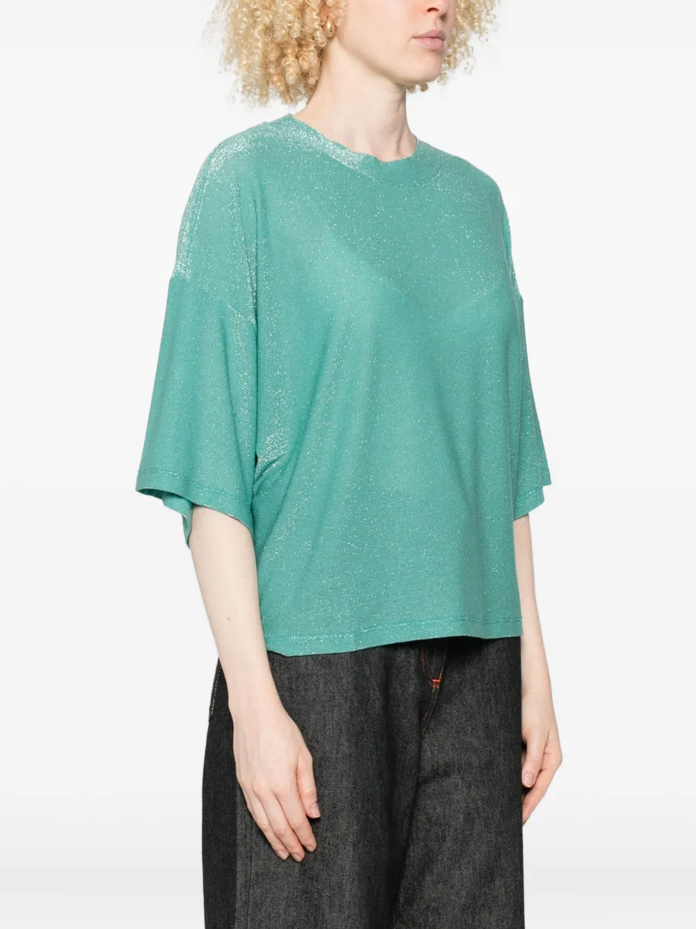Niū Metallic Short-sleeve T-shirt In Green