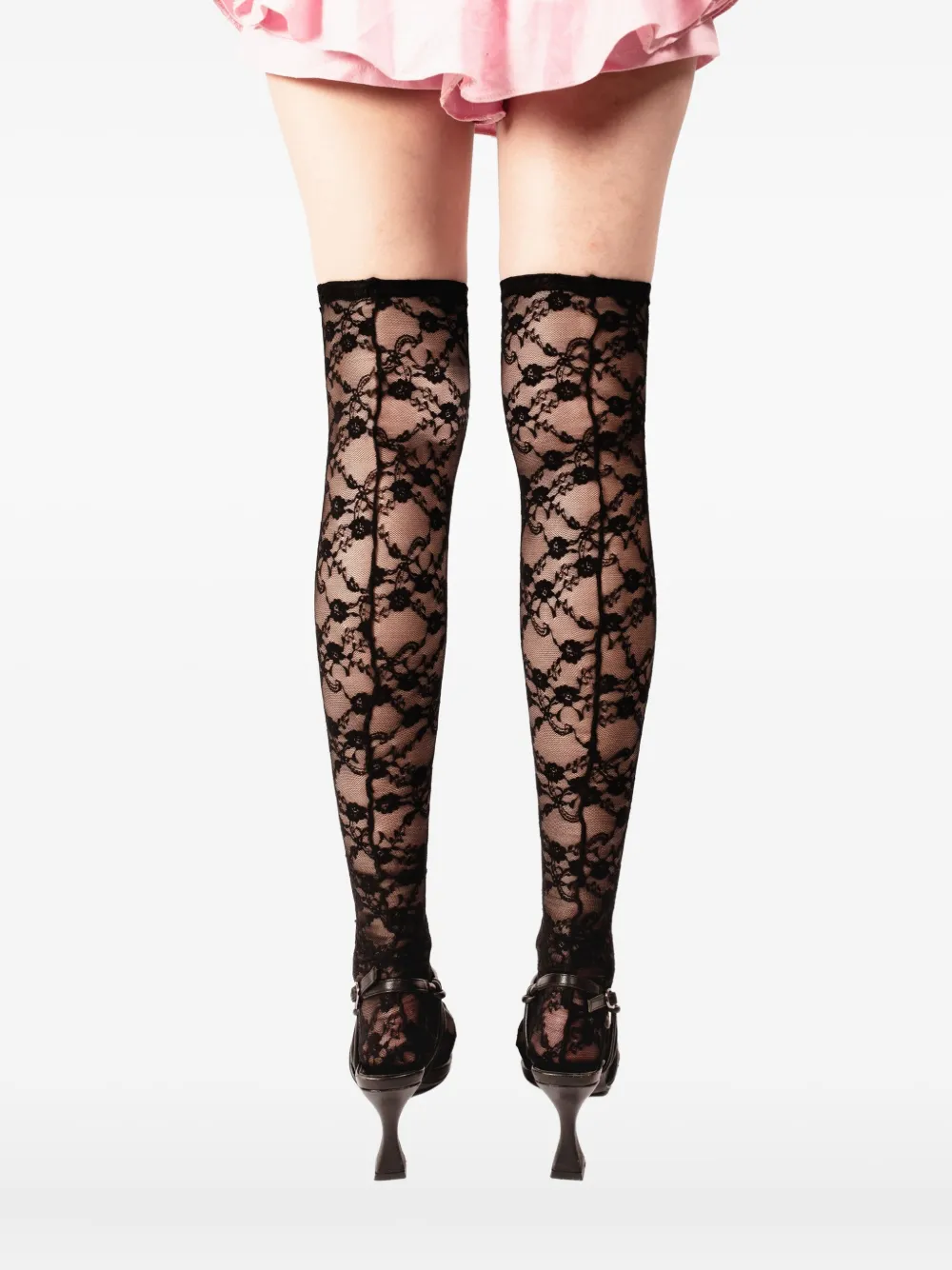 Ioana Ciolacu Brody Longer Lace-patterned Stockings In Black