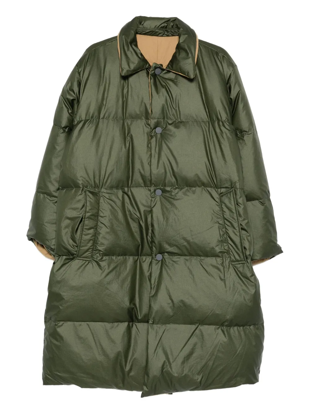 quilted button-fastening coat