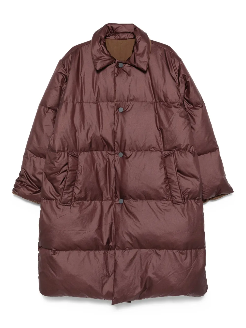 quilted button-fastening coat
