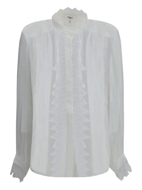 Chloé camisa plisada con ribete de encaje