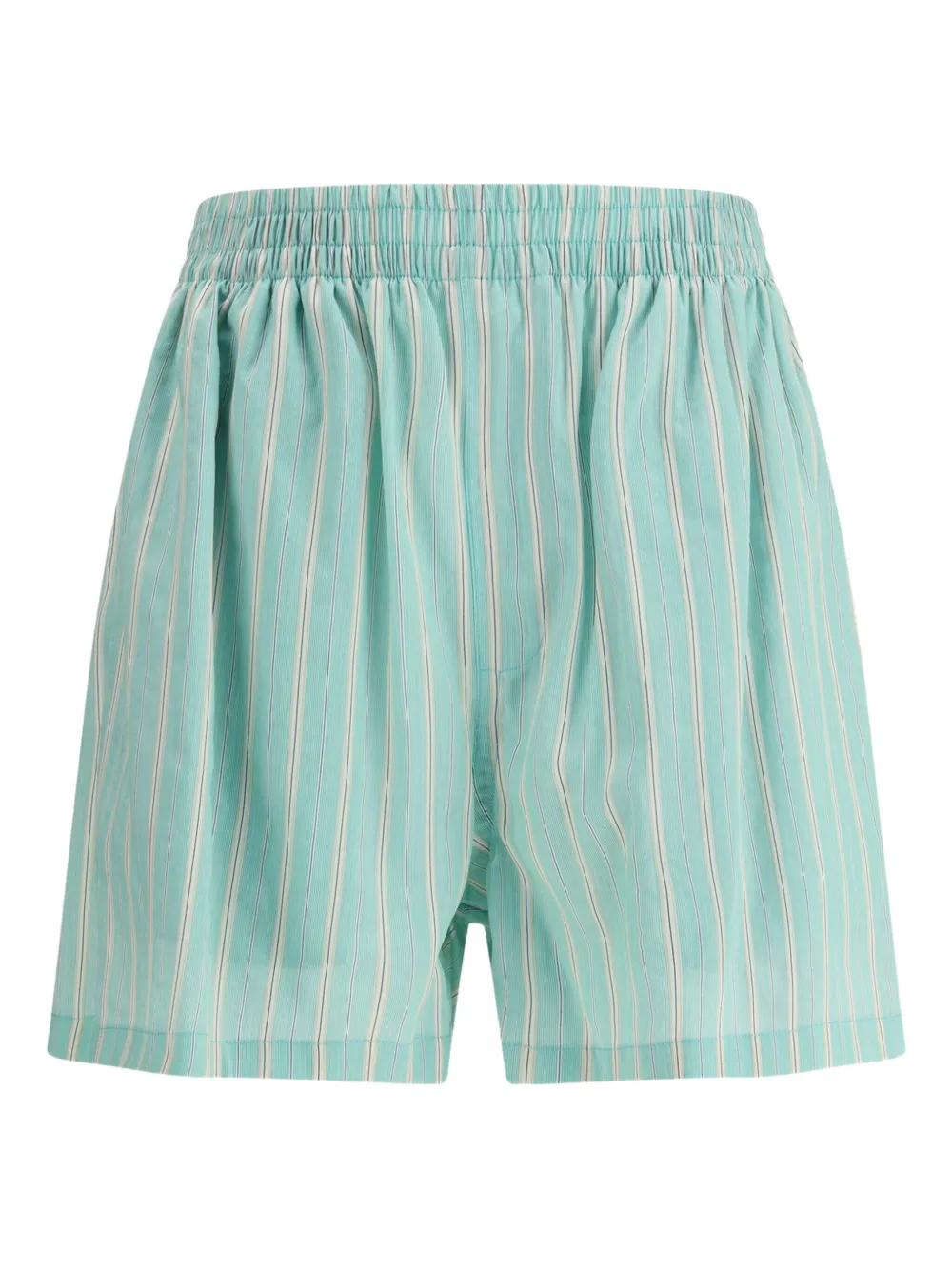Balenciaga Striped Elastic-waist Shorts In Green